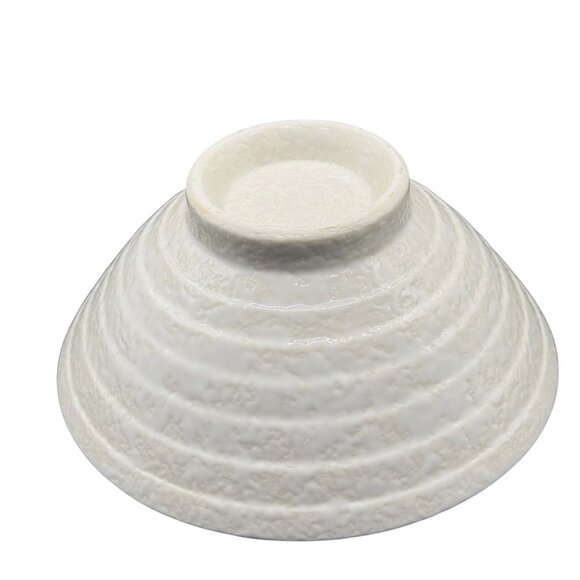 Blue Floral Ceramic Footed White Rice Bowl Matcha Chawan Tea Ceremonial Vessel - Picture 8 of 10